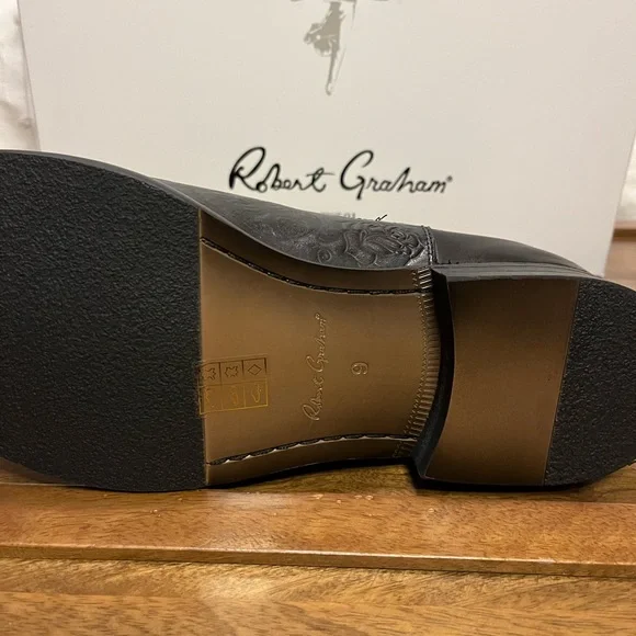 Robert Graham Skull ? Black Boots ? size 9 Robert Graham Big & Tall Nori Embossed Skull Loafers in  main image 2